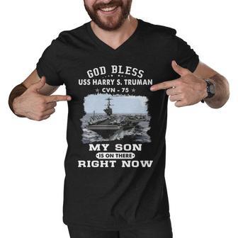 My Son Is On Uss Harry S Truman Cvn Men V-Neck Tshirt - Monsterry UK