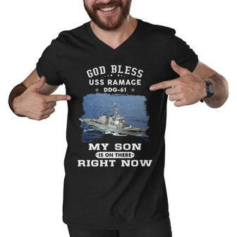 My Son Is On Uss Ramage Ddg Men V-Neck Tshirt - Monsterry CA
