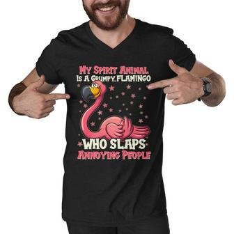 My Spirit Animal Is A Grumpy Flamingo Men V-Neck Tshirt - Monsterry UK