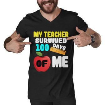 My Teacher Survived 100 Days Of Me V2 Men V-Neck Tshirt - Monsterry