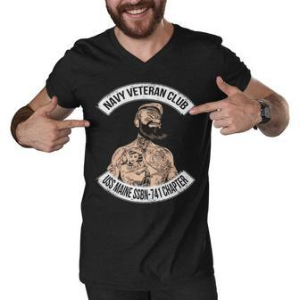 Navy Uss Maine Ssbn Men V-Neck Tshirt - Monsterry