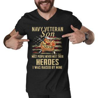 Navy Veteran Son Men V-Neck Tshirt - Monsterry