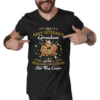 Navy Veterans Grandson Men V-Neck Tshirt - Monsterry
