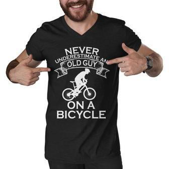 Never Underestimate An Old Guy On A Bike Men V-Neck Tshirt - Monsterry