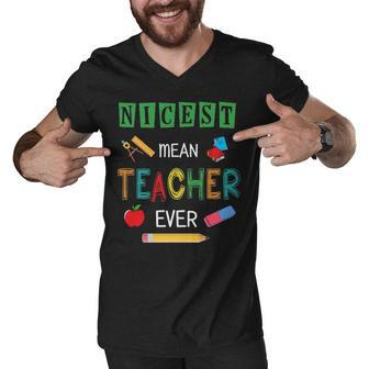 Nicest Mean Teacher Ever Men V-Neck Tshirt - Thegiftio UK