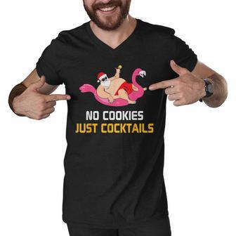 No Cookies Just Cocktails Funny Santa Christmas In July Men V-Neck Tshirt - Seseable