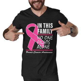 No One Fights Alone Breast Cancer Awareness Ribbon Men V-Neck Tshirt - Monsterry CA