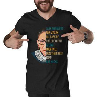 Notorious Rbg Ask No Favors Quote Men V-Neck Tshirt - Monsterry UK