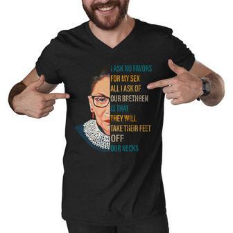 Notorious Rbg Ask No Favors Quote Tshirt Men V-Neck Tshirt - Monsterry CA