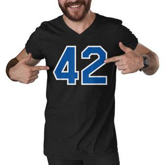 Number 42 Sports Jersey Birthday Age Lucky No Blue White Men V-Neck Tshirt - Thegiftio UK