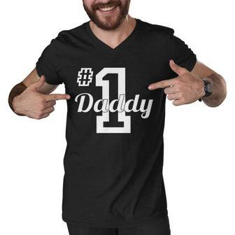 Number One Dad T-Shirt Graphic Design Printed Casual Daily Basic Men V-Neck Tshirt - Thegiftio UK