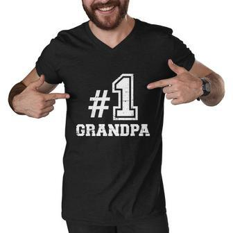 Number One No 1 Best Grandpa Meaningful Gift Men V-Neck Tshirt - Thegiftio UK