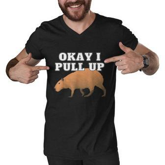 Okay I Pull Up Capybara Tshirt Men V-Neck Tshirt - Monsterry