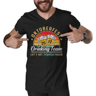 Oktoberfest 2022 Drinking Team Lets Get Schnitzel Face Men V-Neck Tshirt - Thegiftio UK
