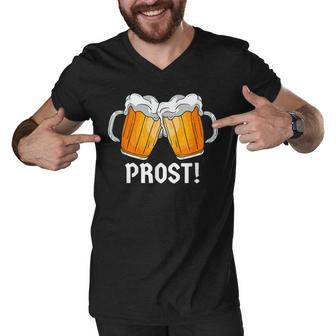 Oktoberfest Prost Vintage German Festival Beer Cheers Men V-Neck Tshirt - Thegiftio UK