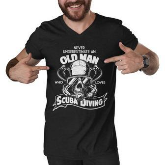 Old Man Who Loves Scuba Diving Tshirt Men V-Neck Tshirt - Monsterry UK
