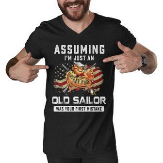 Old Sailor Men V-Neck Tshirt - Monsterry