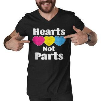 Pansexual Pride Heart Not Parts Lgbt Distressed Men V-Neck Tshirt - Thegiftio UK