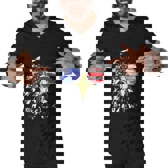 Patriotic Eagle Sunglasses Usa American Flag 4Th Of July Gift Men V-Neck Tshirt - Monsterry