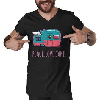 Peace Love Camp Tshirt Men V-Neck Tshirt - Monsterry UK