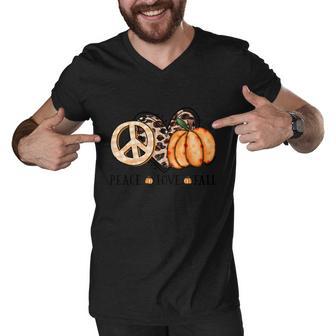 Peace Love Fall Thanksgiving Quote Men V-Neck Tshirt - Monsterry DE