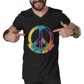 Peace Love Good Vibes Tshirt Men V-Neck Tshirt - Monsterry AU