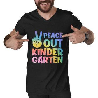 Peace Out Kindergarten Grade 2022 Happy Last Day Of School Gift Men V-Neck Tshirt - Monsterry