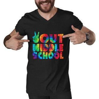 Peace Out Middle School Graduation Happy Last Day Of School Gift Men V-Neck Tshirt - Monsterry