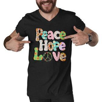 Peace Sign Love 60S 70S Tie Dye Hippie Halloween Costume V3 Men V-Neck Tshirt - Seseable