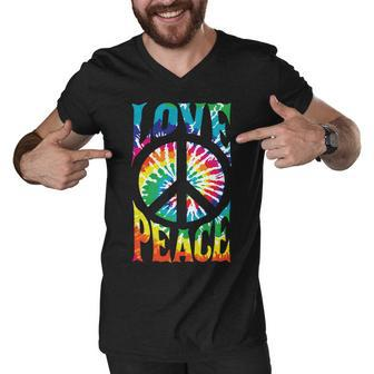 Peace Sign Love 60S 70S Tie Dye Hippie Halloween Costume V4 Men V-Neck Tshirt - Thegiftio UK