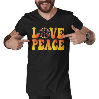 Peace Sign Love 60S 70S Tie Dye Hippie Halloween Costume V6 Men V-Neck Tshirt - Thegiftio UK
