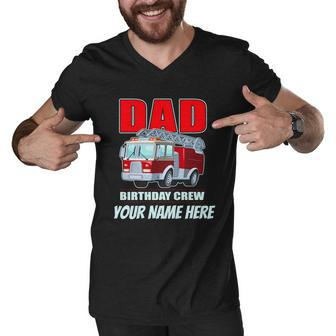Personalized Custom Name Dad Funny Birthday Crew Firetruck Graphic Design Printed Casual Daily Basic Men V-Neck Tshirt - Thegiftio UK