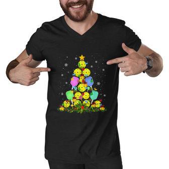 Pickleball Christmas Tree Santa Pickleball Xmas Lights Gift Men V-Neck Tshirt - Monsterry UK