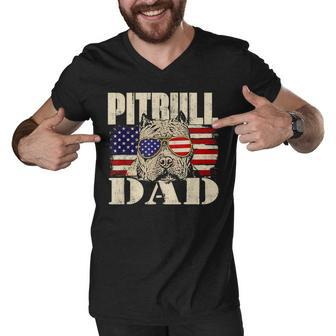 Pitbull Dad - Dog Lover Pibble Pittie Pit Bull Terrier Men V-Neck Tshirt - Thegiftio UK