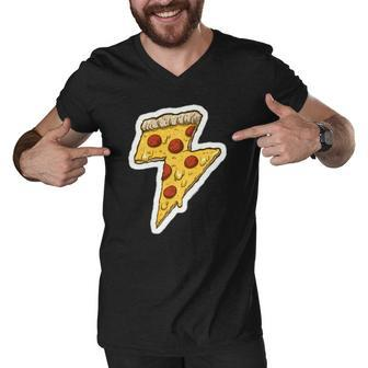 Pizza Lightning Bolt Men V-Neck Tshirt - Thegiftio UK