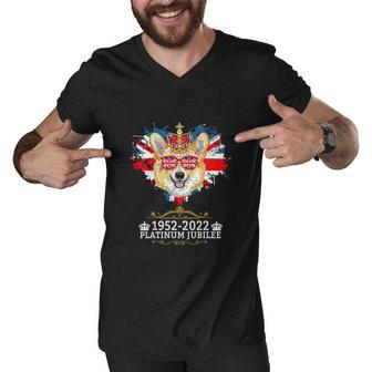 Platinum Jubilee 2022 Union Jack For 4Th Of July Jubilee Corgi Men V-Neck Tshirt - Monsterry DE