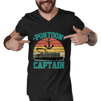 Pontoon Captain Funny Boaters Or Boat Driving Lovers Gift Graphic Design Printed Casual Daily Basic Men V-Neck Tshirt - Thegiftio UK