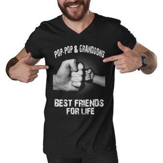 Pop-Pop & Grandsons - Best Friends Men V-Neck Tshirt - Seseable