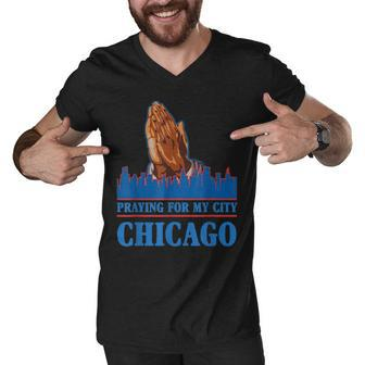 Pray For Chicago Chicago Shooting Support Chicago Men V-Neck Tshirt - Seseable