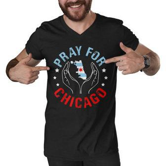Pray For Chicago Chicago Shooting Support Chicago Men V-Neck Tshirt - Seseable