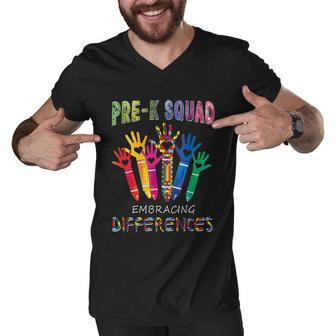 Pre K Squad Embracing Differences Autism Sped Teacher Men V-Neck Tshirt - Monsterry