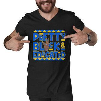 Pretty Black And Educated Sigma Gamma Rho Hand Sign Men V-Neck Tshirt - Monsterry
