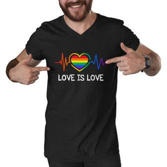 Pride Month Lgbt Gay Pride Heartbeat Lesbian Gays Graphic Design Printed Casual Daily Basic Men V-Neck Tshirt - Thegiftio UK