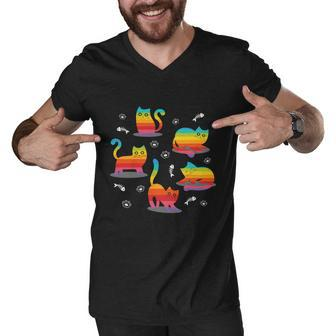Pride Month Lgbtq Cat Kawaii Gay Pride Men V-Neck Tshirt - Monsterry AU