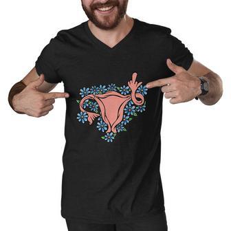 Pro Choice Uterus Art Middle Finger Uterus Floral Tshirt Men V-Neck Tshirt - Monsterry UK