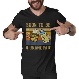 Promoted To Grandpa 2022 Soon To Be Grandfather New Grandpa Men V-Neck Tshirt - Thegiftio UK