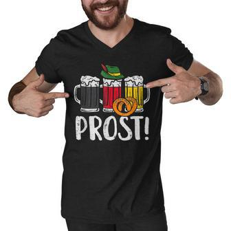 Prost Pretzel Bavarian Beers German Oktoberfest Men Men V-Neck Tshirt - Thegiftio UK