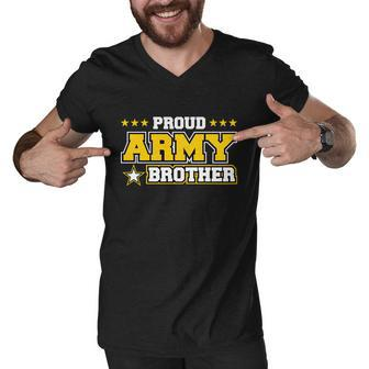 Proud Army Brother Gift Us Military Brother Family Graphic Design Printed Casual Daily Basic Men V-Neck Tshirt - Thegiftio UK