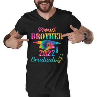 Proud Brother Of 2022 Graduate Tie Dye Senior 22 Class 2022 Men V-Neck Tshirt - Thegiftio UK