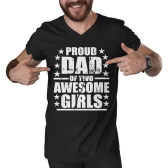 Proud Dad Of Two Awesome Girls Tshirt Men V-Neck Tshirt - Monsterry DE